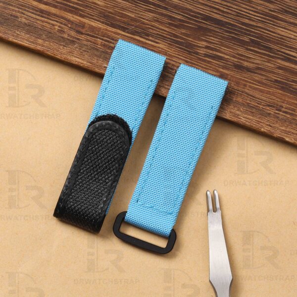 Buy custom Cartier Santos ICE Blue nylon watch band 21mm 19mm handmade for sale (2)
