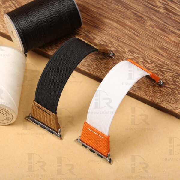 Custom Apple iphone Green Elastic Watch straps 38mm 40mm 42mm 44mm handmade for sale (1)