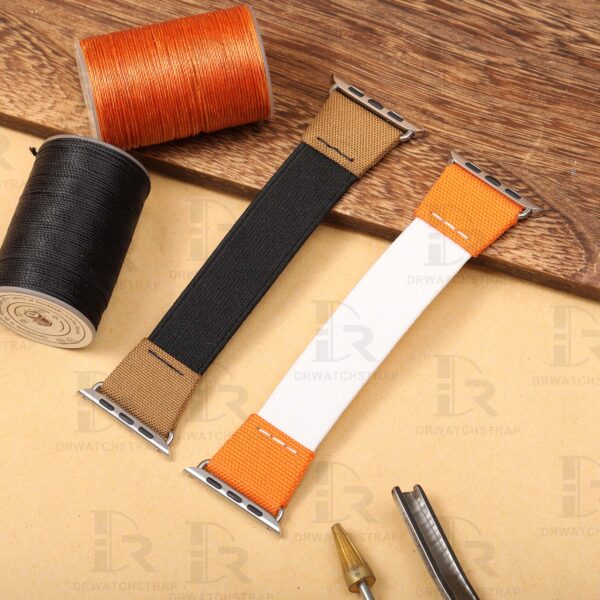 Custom Apple iphone Green Elastic Watch straps 38mm 40mm 42mm 44mm handmade for sale (2)