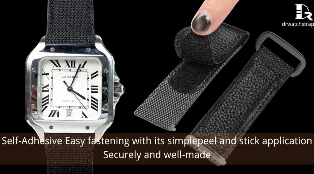 Custom velcro watch strap for Cartier Santos large 40mm and medium 35mm quickswitch system