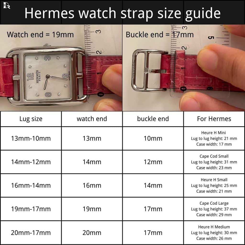 Hermes watch strap size guide