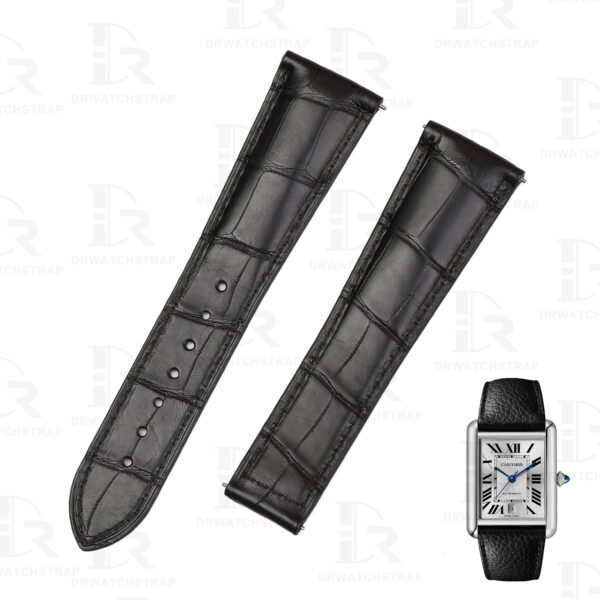 Buy Custom Cartier Tank Must de Cartier quick release Black leather strap 23mm handcrafted for sale (1)