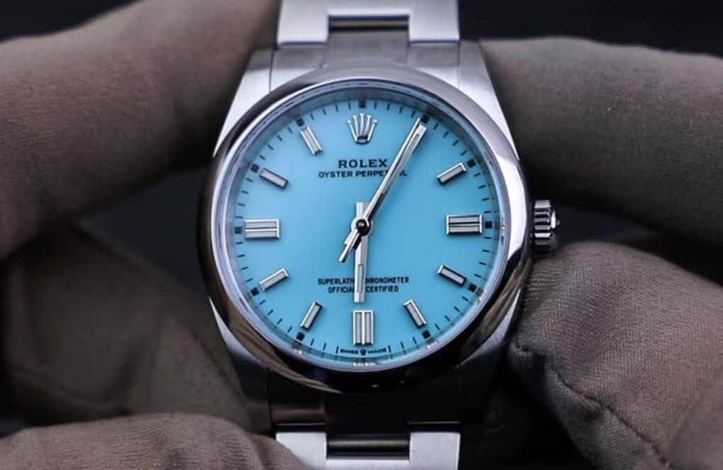 Rolex Oyster Perpetual 41mm Color dial Tiffany Blue(5)