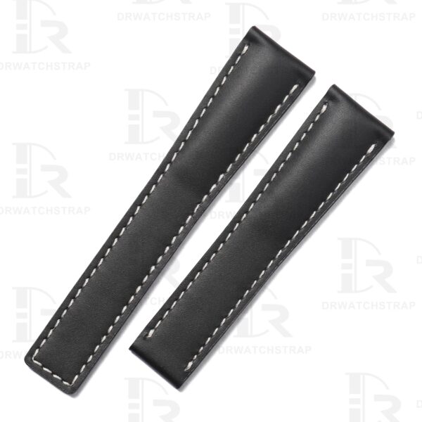 Buy Custom Black calf leather watch band 20mm 22mm for Breitling Navitimer replacement straps