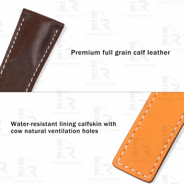 Buy Custom Dark Brown calf leather watch band 20mm 22mm for Breitling Navitimer replacement strap (2)