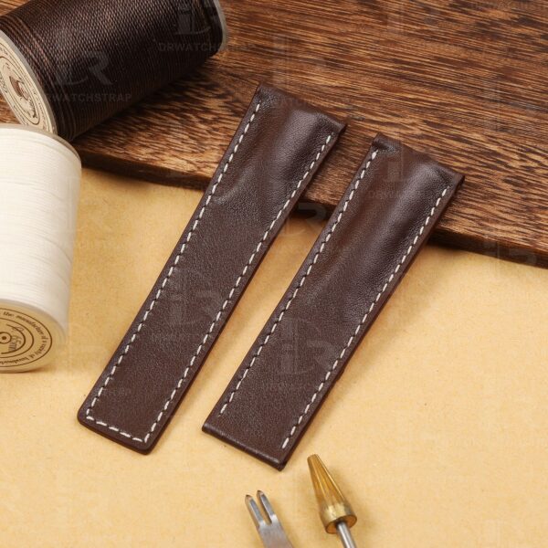 Buy Custom Dark Brown calf leather watch band 20mm 22mm for Breitling Navitimer replacement straps (2)