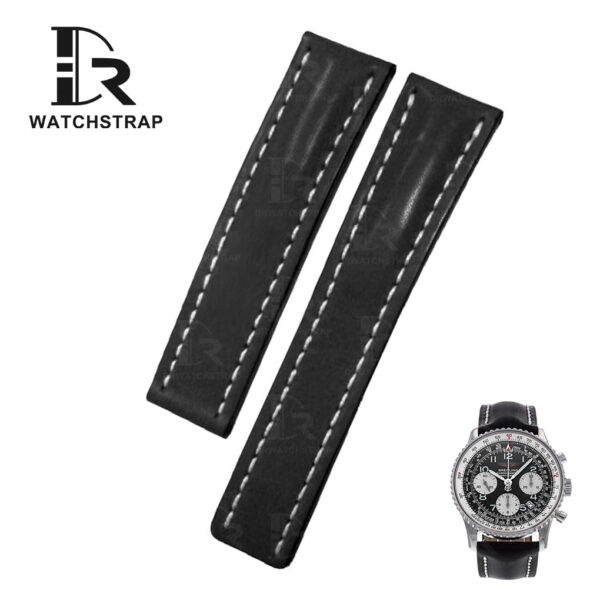 Buy Custom calf Black leather watch band 20mm 22mm for Breitling Navitimer