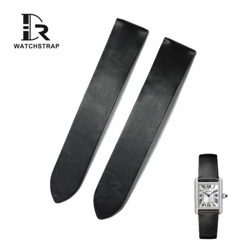 Buy Custom premium Black satin leather strap & watchband replacement for Cartier Tank & Ronde watch Buy Custom premium Black satin leather strap & watchband replacement for Cartier Tank & Ronde watch