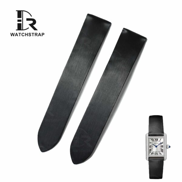 Buy Custom premium Black satin leather strap & watchband replacement for Cartier Tank & Ronde watch