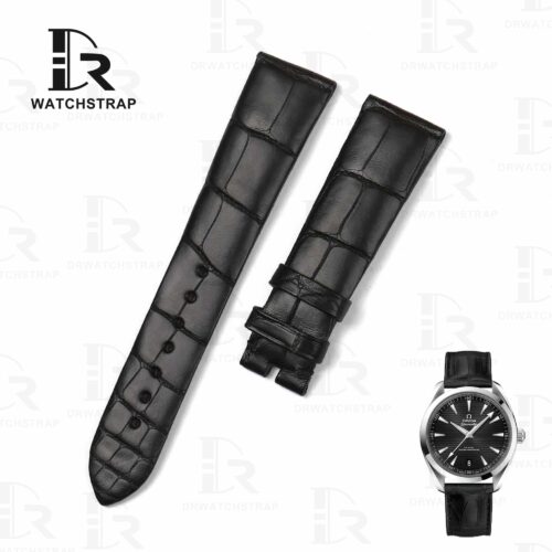 Buy custom Omega Seamaster Black leather watch band 19mm for sale (1)