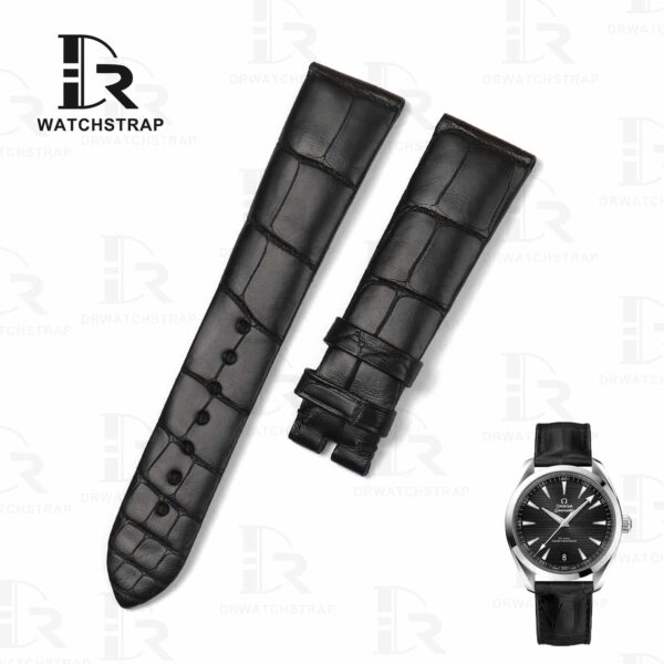 Buy custom Omega Seamaster Black leather watch band 19mm for sale (1)