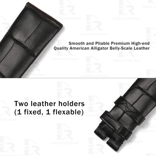 Buy custom Omega Seamaster Black leather watch bands 19mm for sale (1)