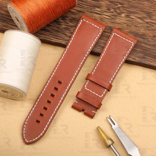Buy custom brown calfskin leather replacement strap for Zenith Big Pilots watch 23mm 24mm Handmade watch bands (1)