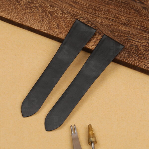 Custom premium Black satin leather straps & watchbands replacement for Cartier Tank & Ronde watch