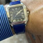 Cartier Santos Large QuickSwitch green leather alligator watch band (2)