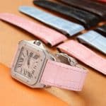 Replacement Cartier Santos 100 pearl ice blue alligator leather strap