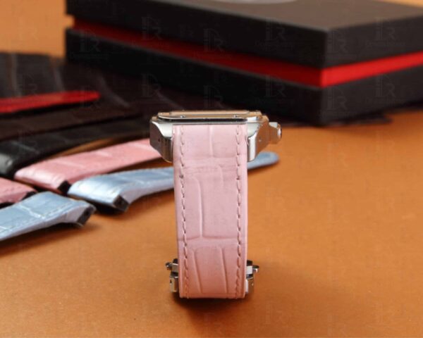 Cartier Santos 100 replacement pink alligator leather straps watch bands for sale