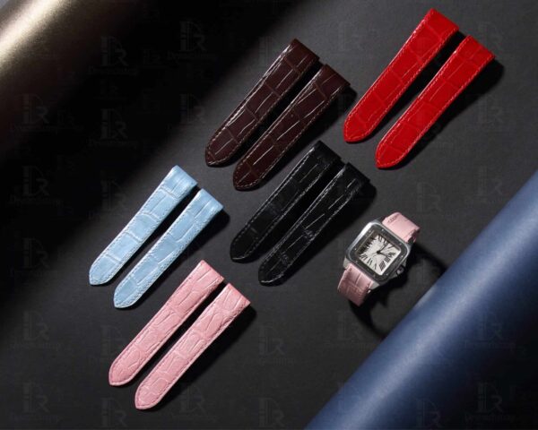 Cartier Santos 100 replacement alligator leather straps watch bands for sale