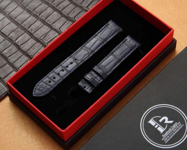 Cartier Santos de Dumont Quick release adapter navy blue alligator leather strap replacement for sale