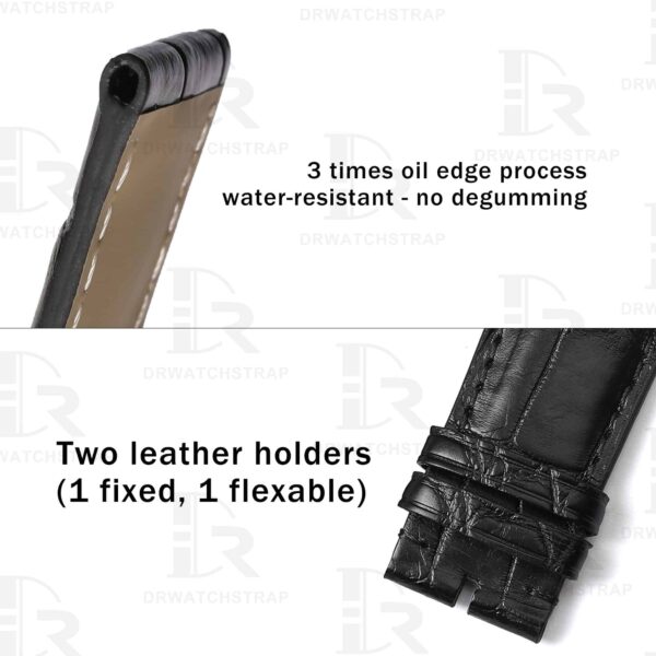 Custom handmade Black Alligator Leather watch bands for Baume Mercier strap replacement Baume Mercier Crestmark 8688 8592 (3)