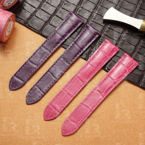 Handmade Cartier Tank solo Alligator Square Scale leather watch strap for Cartier (Double Folded)