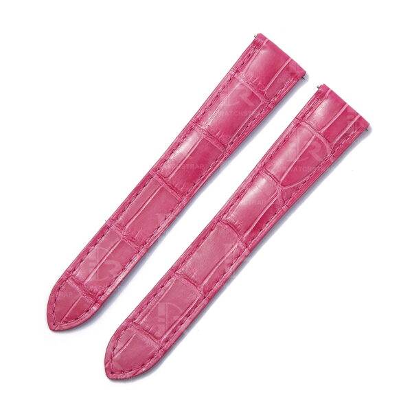 Handmade Cartier Tank solo Pink Alligator Square Scale leather watch strap for Cartier (Double Folded) watch band