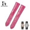 Handmade Cartier Tank solo Pink Alligator Square Scale leather watch strap for Cartier (Double Folded) watchbands