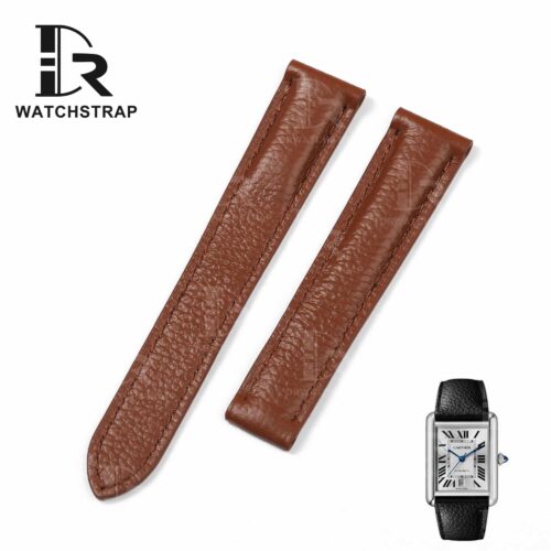 Buy Custom Cartier tank solo xl Brown leather watch strap 16mm 18mm 20mm 23mm replacement straps