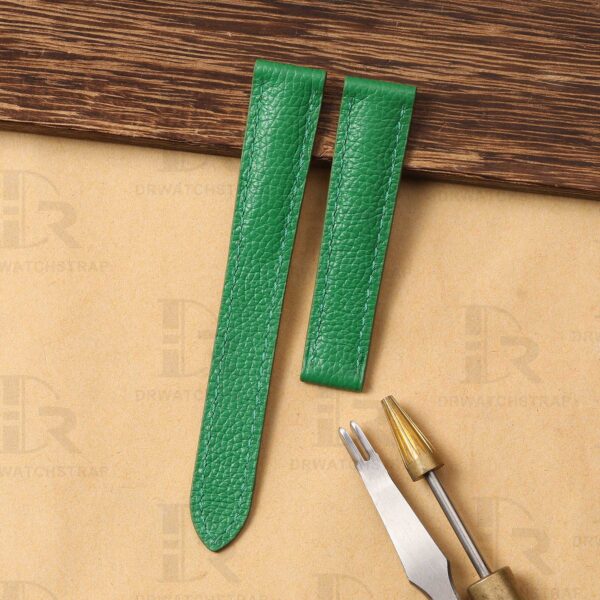 Buy Custom Cartier tank solo xl Green leather watch strap 16mm 18mm 20mm 23mm replacement watch bands (1)