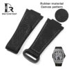 Buy Custom Hublot Spirit of Big Bang 647 Moonphase Canvas Pattern Black Rubber Velcro & Elastic strap Handmade watch band (1)