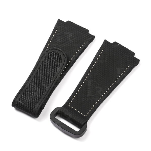 Buy Custom Hublot Spirit of Big Bang 647 Moonphase Canvas Pattern Black Rubber Velcro strap Handmade watchband (1)