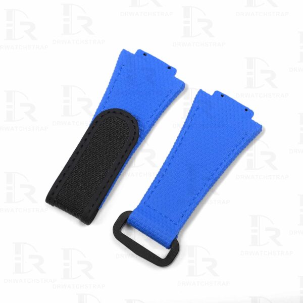 Buy Custom Hublot Spirit of Big Bang 647 Moonphase Canvas Pattern Blue Rubber Velcro & Elastic strap Handmade watchbands