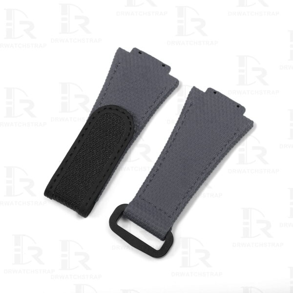 Buy Custom Hublot Spirit of Big Bang 647 Moonphase Canvas Pattern Dark Grey Rubber Velcro & Elastic strap Handmade watchbands