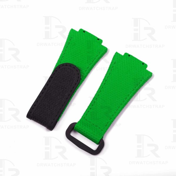 Buy Custom Hublot Spirit of Big Bang 647 Moonphase Canvas Pattern Green Rubber Velcro & Elastic strap Handmade watchband