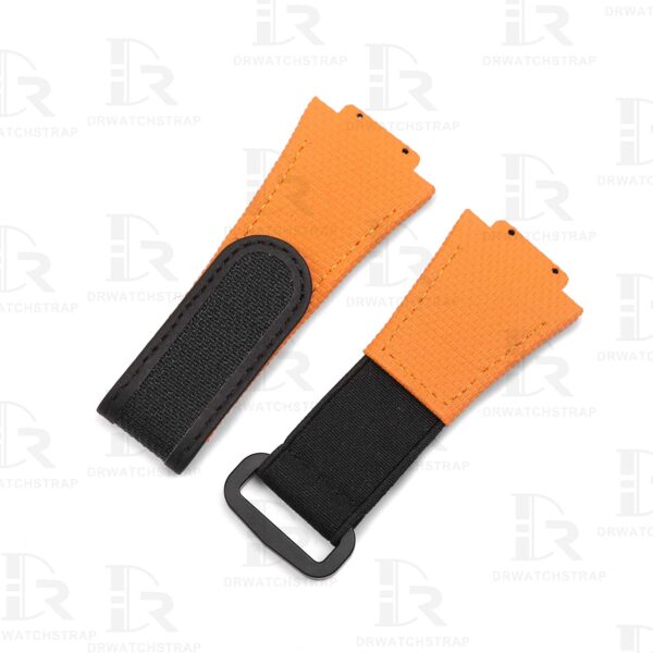 Buy Custom Hublot Spirit of Big Bang 647 Moonphase Canvas Pattern Orange Rubber Velcro & Elastic strap Handmade watchband