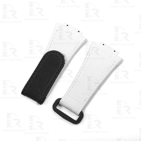 Buy Custom Hublot Spirit of Big Bang 647 Moonphase Canvas Pattern White Rubber Velcro & Elastic strap Handmade watchbands