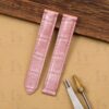Buy Custom Cartier Tank pearl pink leather watch bands 15mm handmade for straps