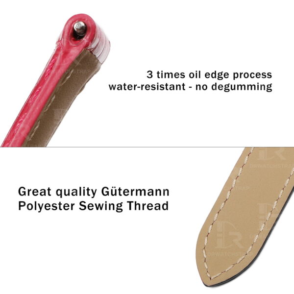 Buy Custom Cartier tortue Red leather bands 15mm handmade for straps (2)