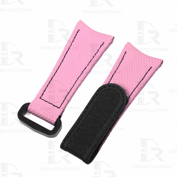 Buy Custom Omega Garmin rubber velcro Pink watch band 20mm 22mm handmade hook and loop watch strap