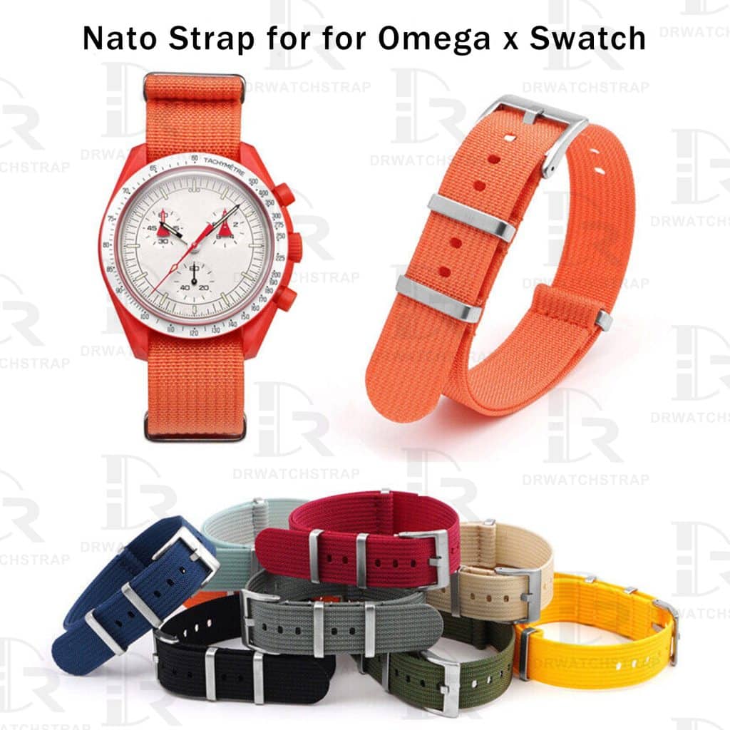Buy Omega and swatch Moonswatch Nato strap 20mm Orange watch band (3)