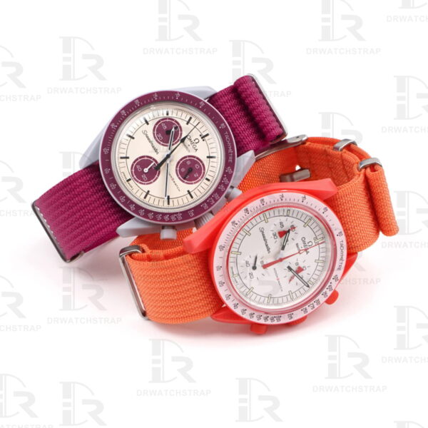 Buy Omega and swatch Moonswatch Nato strap 20mm Wine Red watch band (2)