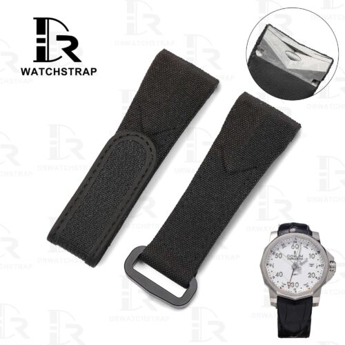 Buy Custom Corum Admirals Cup Black canvas velcro watch band for sale replacement watch strap (1)