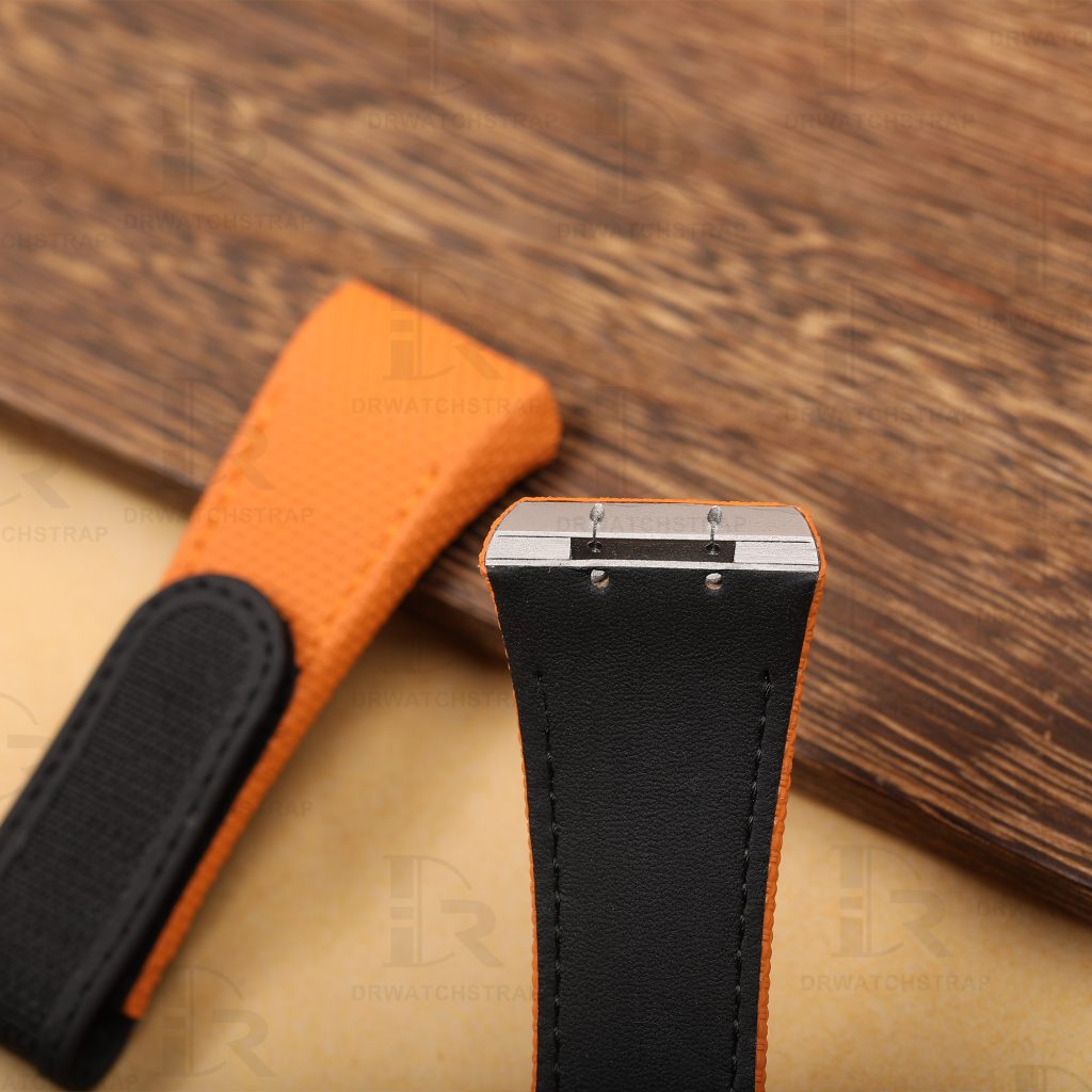 Buy Custom Franck Muller Vanguard v41 Orange Canvas Pattern Rubber velcro watchband for FM straps (1)