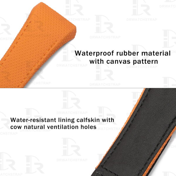 Buy Custom Franck Muller Vanguard v41 Orange Canvas Pattern Rubber velcro watchband for FM straps (2)