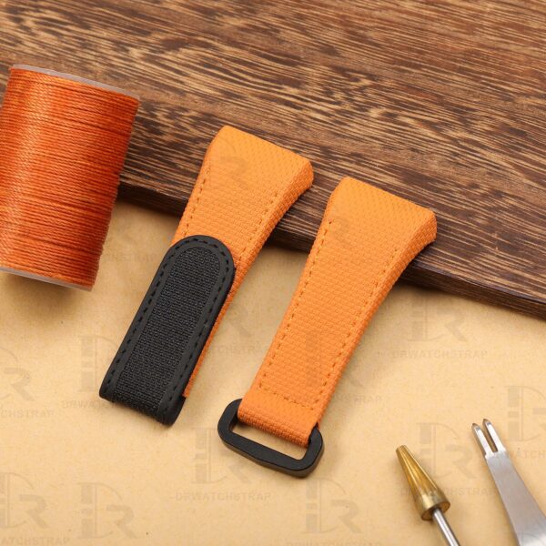Buy Custom Franck Muller Vanguard v41 Orange Canvas Pattern Rubber velcro watchbands for FM straps (1)