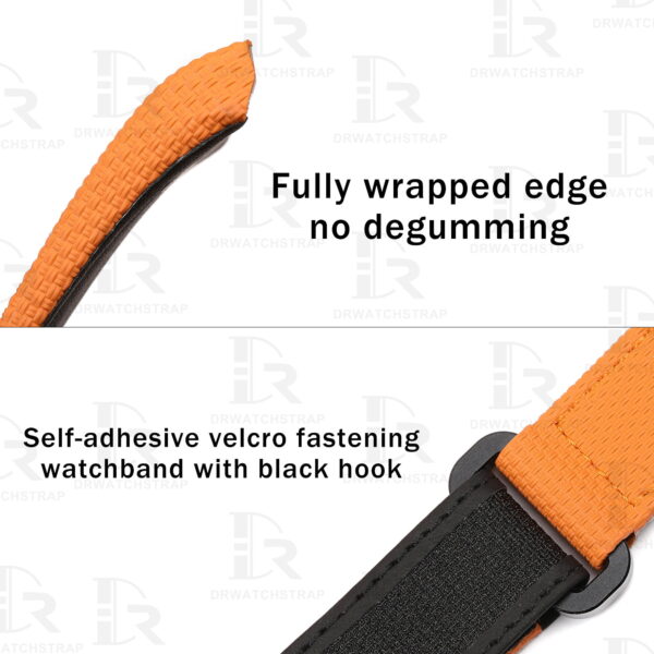 Buy Custom Franck Muller Vanguard v41 Orange Canvas Pattern Rubber velcro watchbands for FM straps (2)