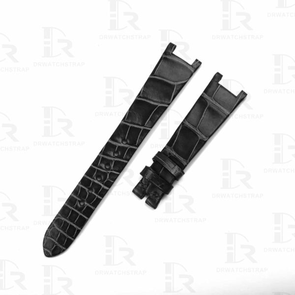 Buy Custom Harry Winston Avenue watch band 15mm Belly Scale American Alligator Black leather watch straps (1)