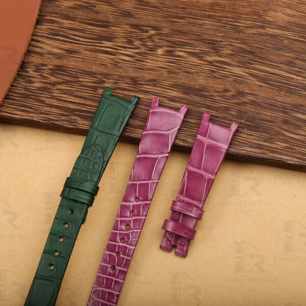 Buy Custom Harry Winston Avenue watch band 15mm Belly Scale American Alligator leather watchstraps (2)