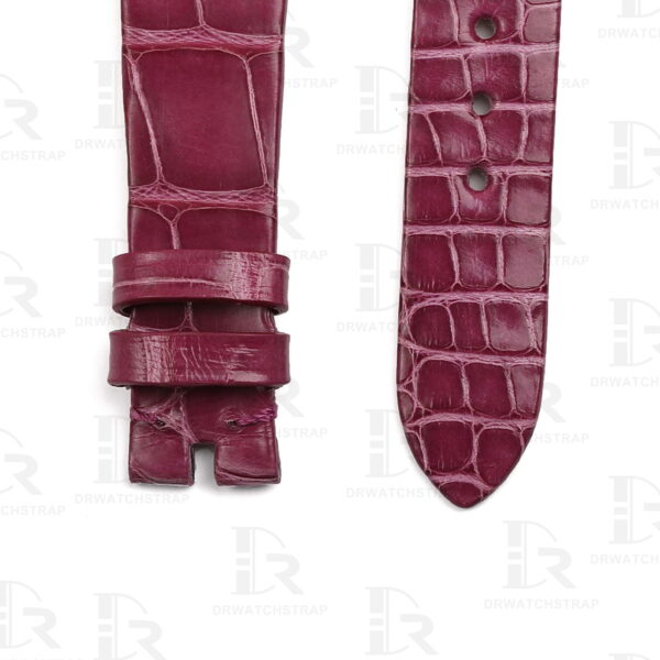 Buy Custom Harry Winston Avenue watch band 15mm Belly Scale American Alligator purple leather watch straps (3)