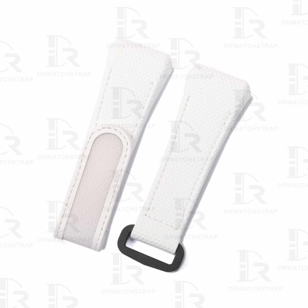 Custom Franck Muller Vanguard v41 White Canvas Pattern Rubber velcro watch band for FM strap (2)